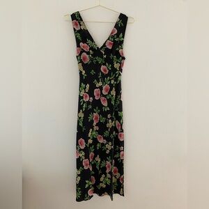 Realisation Par stephanie moonflower Black Maxi Dress Pink Floral med silk